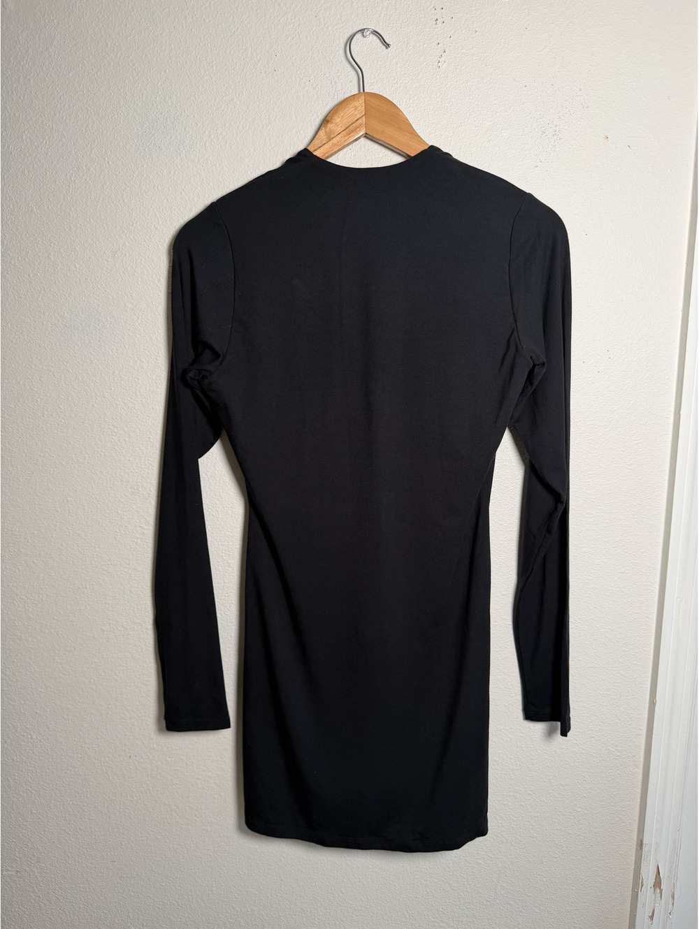 SKIMS Smooth Layers Plunge Mini Dress Obsidian Black Size L NWT